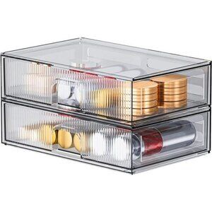 Clear acrylic storage drawers stackable organizers for bathroom vanity shelf